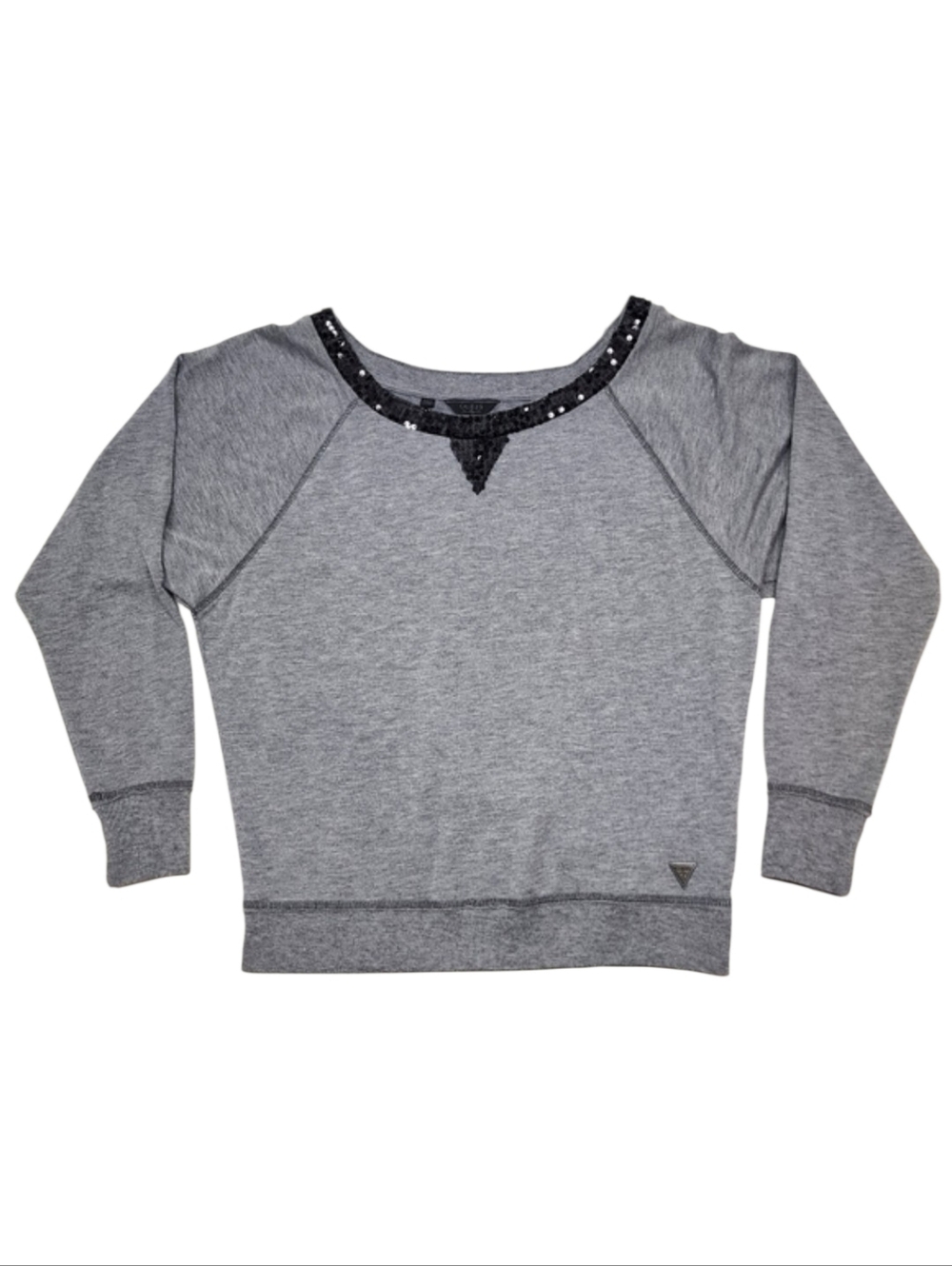 Guess Pullover Sweatshirt Sequins Lace Neckline Women's Size Small